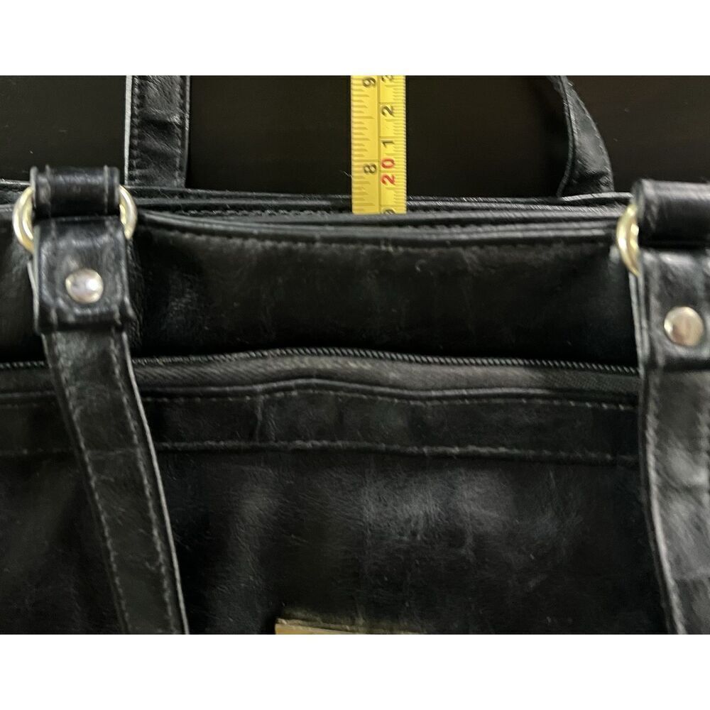 Cole Haan Shoulder Bag L Black Shoulder Straps Gold Hardware Lots Pockets Vtg - Picture 9 of 9